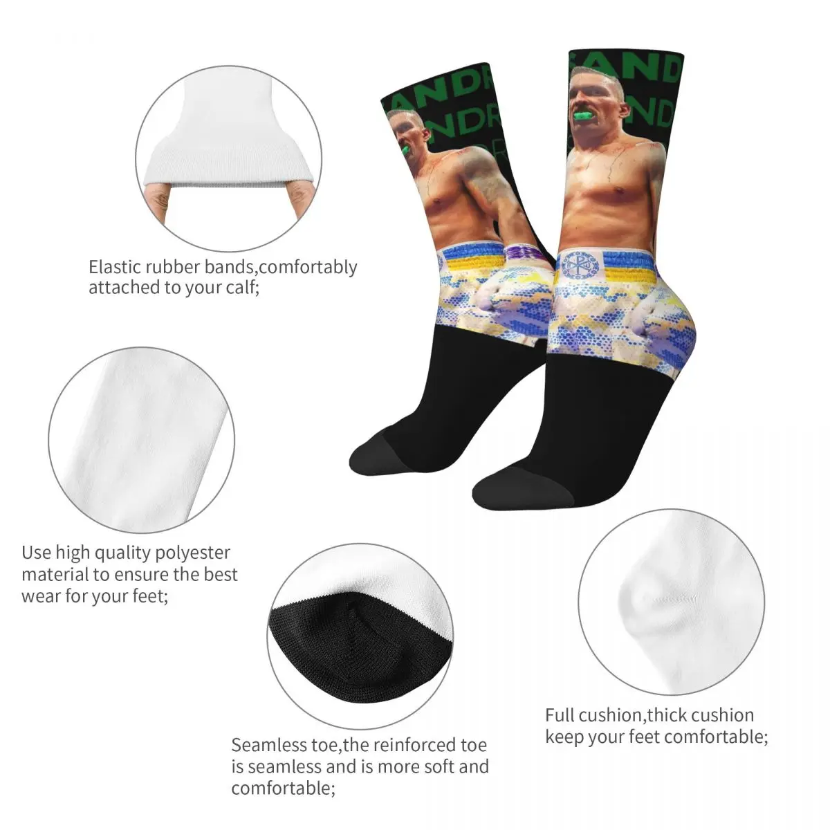 Oleksandr Usyk Boxing King Socks Soft Funny Undisputed Heavyweight Socks Hip Hop Accessories Middle TubeSocks Wonderful Gifts