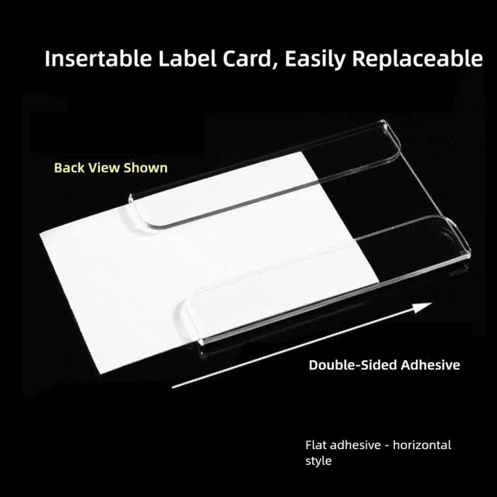 10 قطعة/المجموعة دائم الاكريليك شارة السعر حامل شفاف ملصق ذاتي اللصق عرض موقف حامل بطاقة الاسم مكتب الاستخدام #4