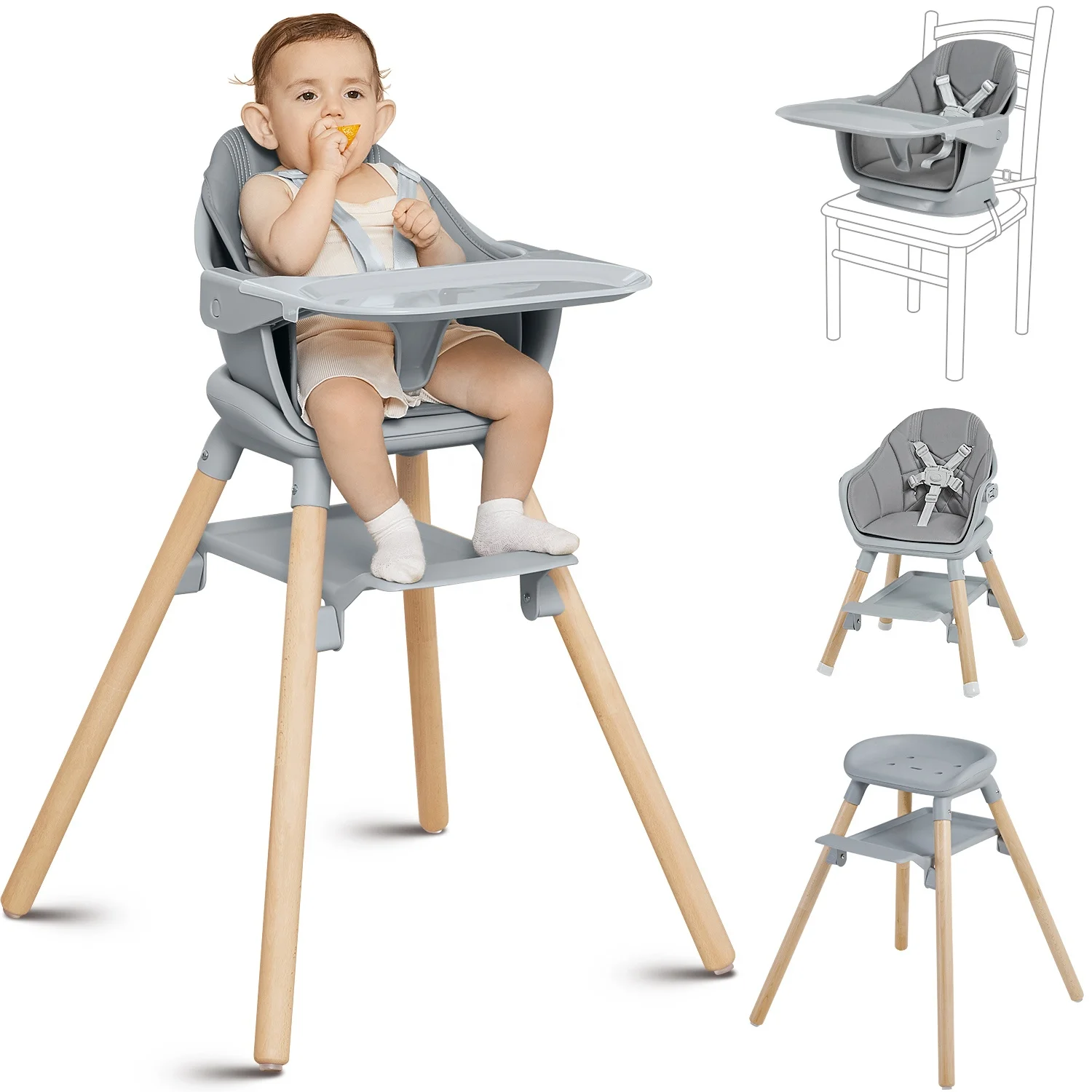 

2023 OEM New growth wooden baby feeding dining chair Adjustable multi-functional luxury baby dining chair manufacturer cheap