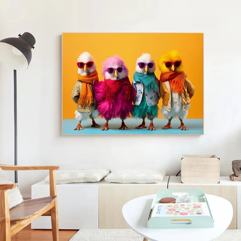 الألبكة اللاما الراكون قماش طباعة اللوحة لطيف موضة الحيوان الجدار ملصق فني صورة حديثة غرفة المعيشة ديكور المنزل كوادروس #4