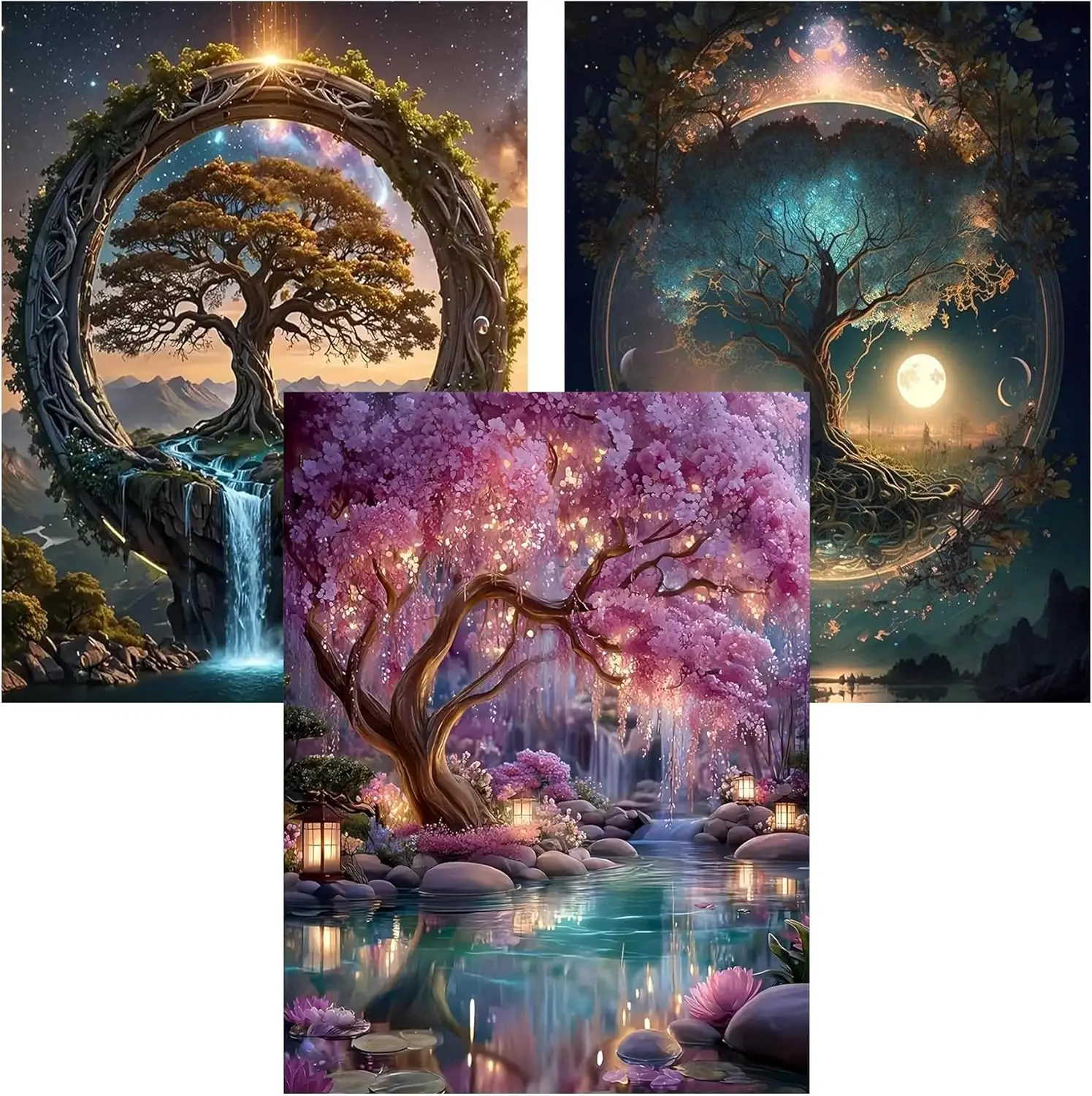 

Xylogist 3 Packs Tree of Life Diamond Art Kits for Adults, Tree of Life Diamond Painting for Beginners, 5D DIY Full Drill Diamon