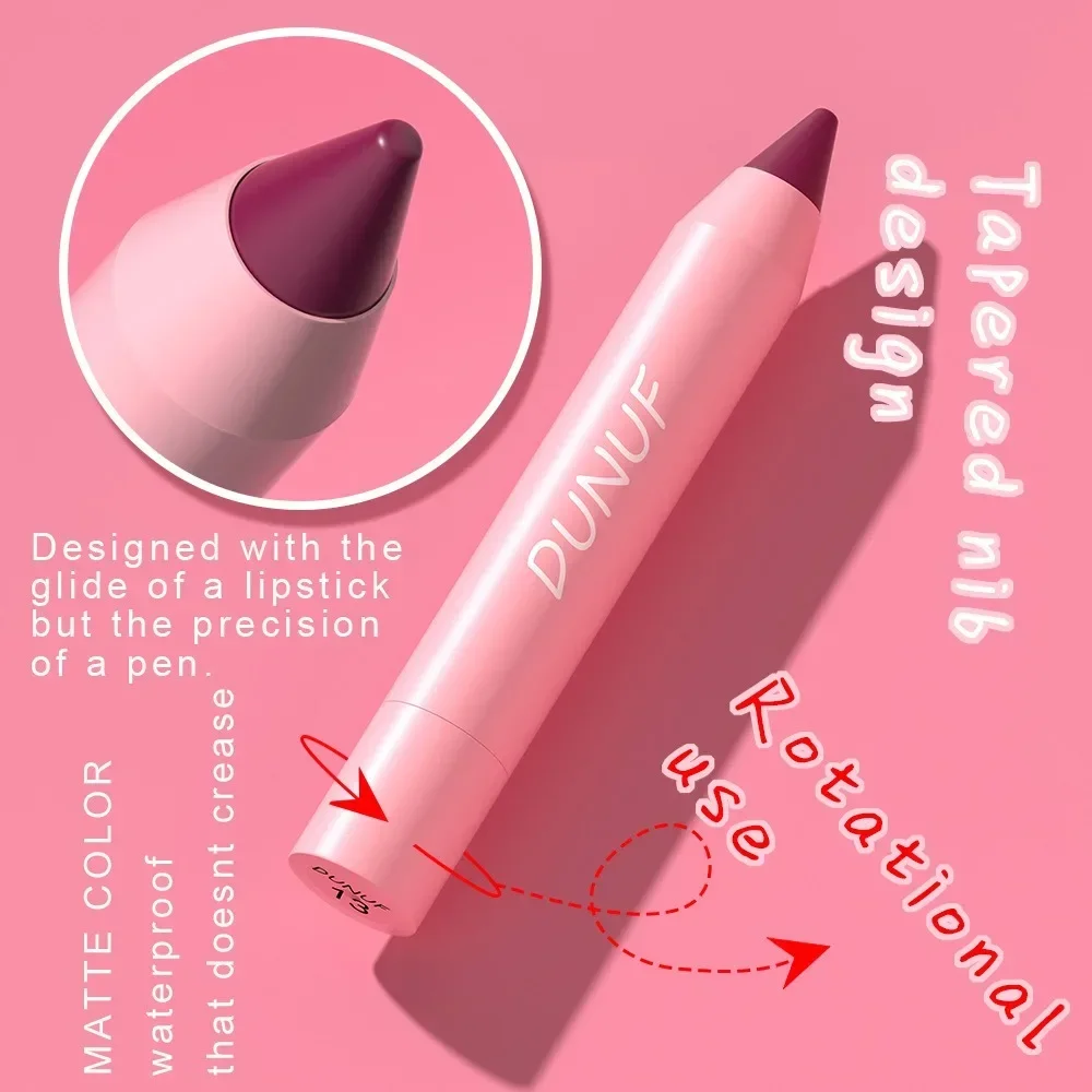 Lápiz labial mate de 18 colores, resistente al agua, duradero, Marrón Nude, delineador de labios, tinte de contorno de labios rojo, maquillaje cosmético