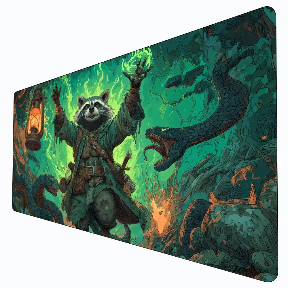 

Raccoon Wizard and Snake MTG Playmat Magic Card Battle Mat Non-Slip Durable 35X60CM Commander playmat Board Game Mat for TCG