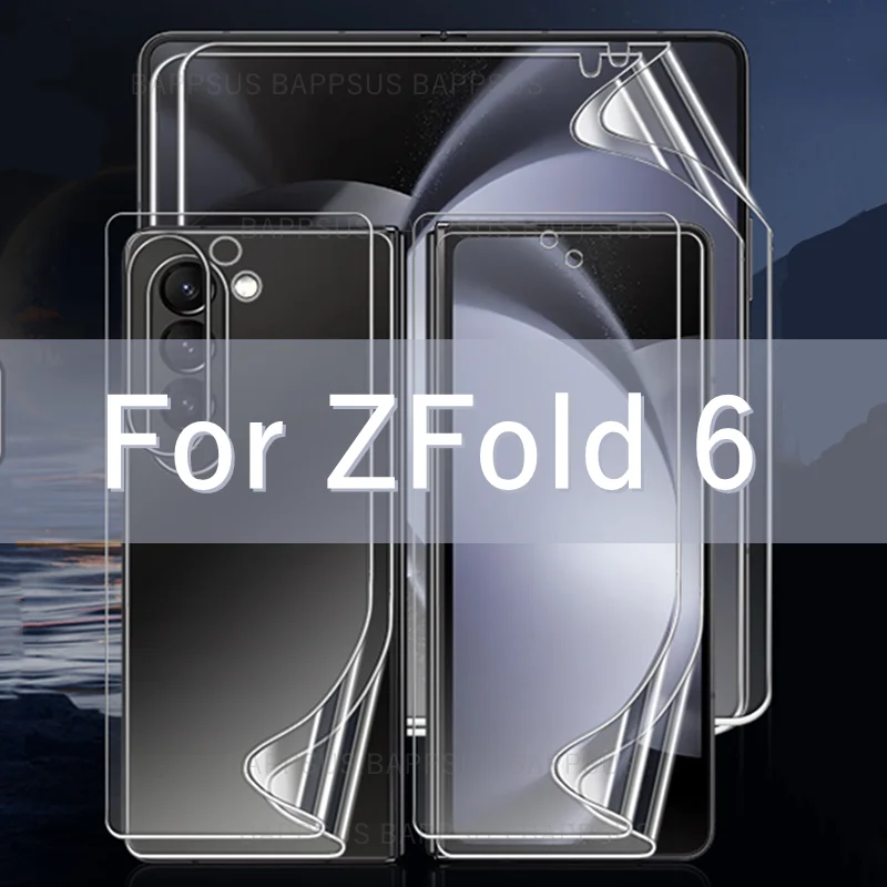 For Samsung Galaxy Z Fold 6 5G 6in1 Screen Protector HD Back Inner Outer Protective Hydrogel Film For ZFold6 Un Lock Films 2024