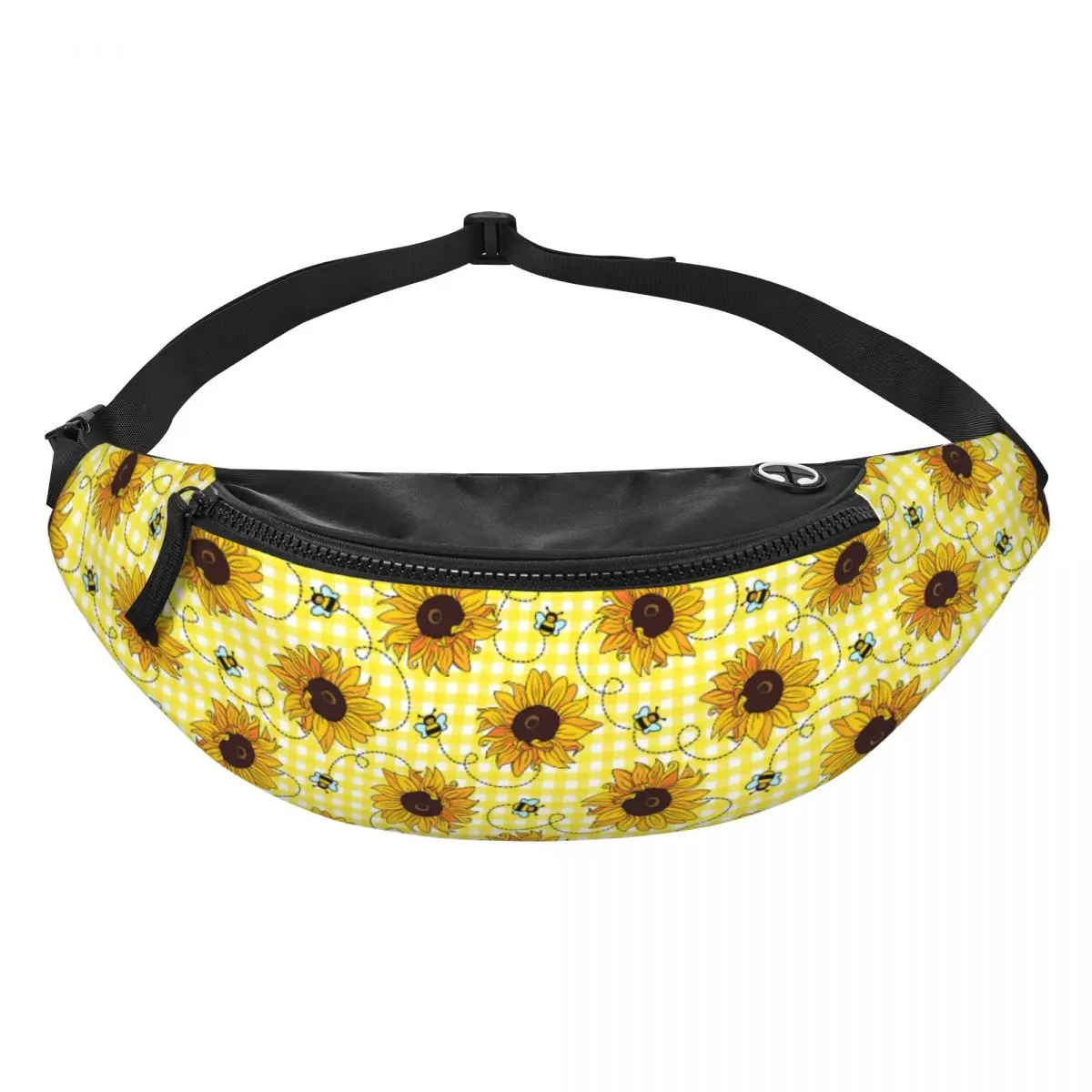 Custom Cute Bees And Sunflowers Fanny Pack Men Women Casual Crossbody Waist Bag for Traveling Phone Money Pouch