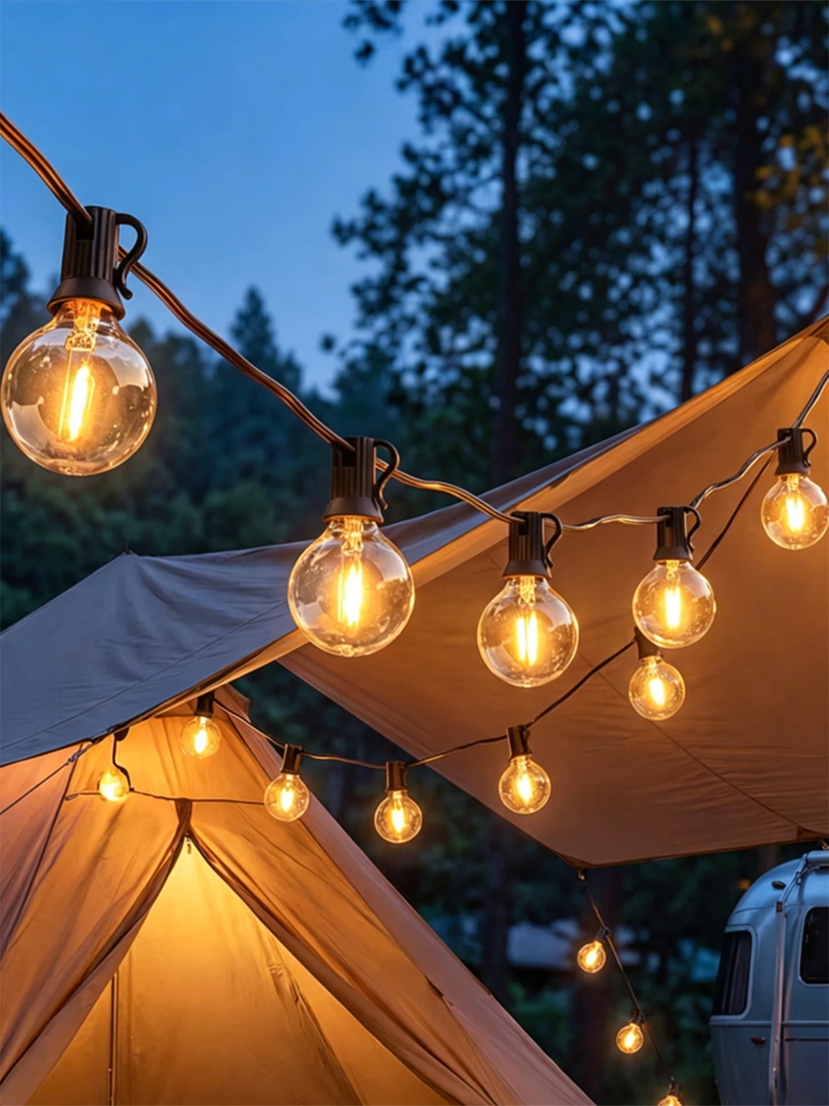 G40 Zewnętrzne Lampki LED Girlanda Świąteczna Żarówki Kule Lampki Dekoracyjne na Boże Narodzenie Ulicę Patio Ogród Kemping Taras — 2