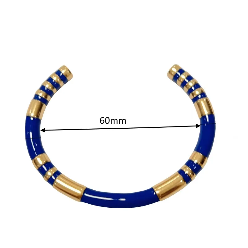 Vintage Bambus Emaille wasserdicht C-förmige Emaille Handarmband Damen Edelstahl vergoldet High Touch Armband – Detail 10
