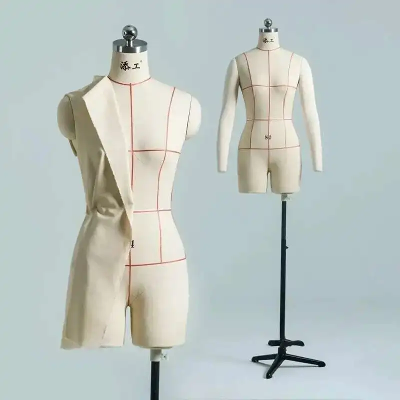

Sewing Tailor Mannequin Linen Body Show Cloth Mannequin Ladies' Clothing Upper Body Window Display Model with Wheels Base