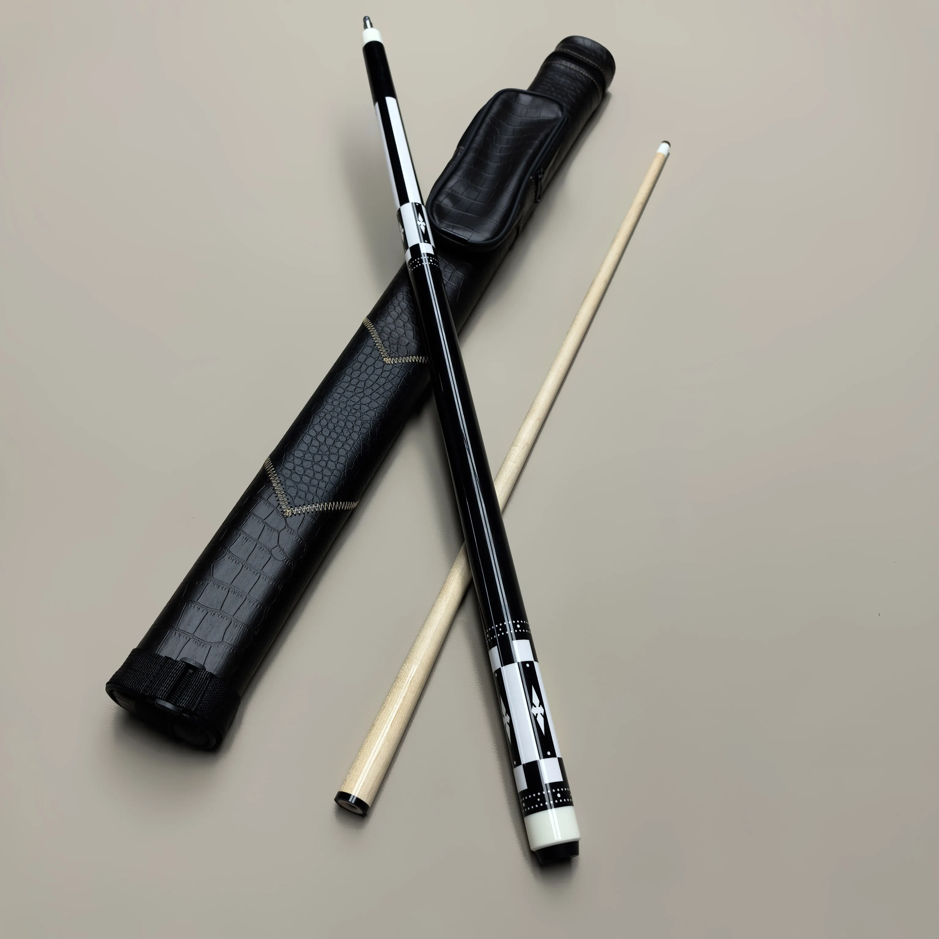 White Note Billiards Club's hardwood front shaft with piano lacquer grip, featuring a 12.5mm tip, offers a comfortable grip .