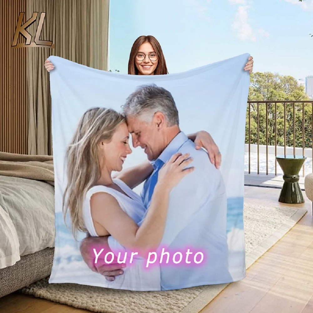 Your Picture Blanket Cover Coral Fleece Plush Customized DIY Print on Demand Dropshipping Warm Throw Blankets for Bed Bedspread