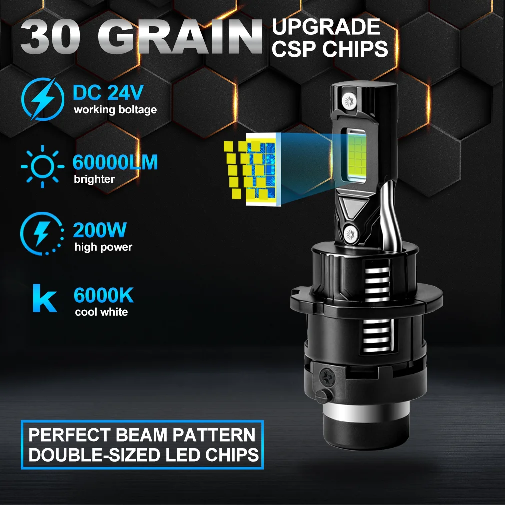 S&D 2PCS D2S D4S D2R D4R LED Headlight Canbus HID LED Headlamp Bulbs 200W 60000LM Car Lights Plug&Play Turbo Lamps 6000K White - view 3