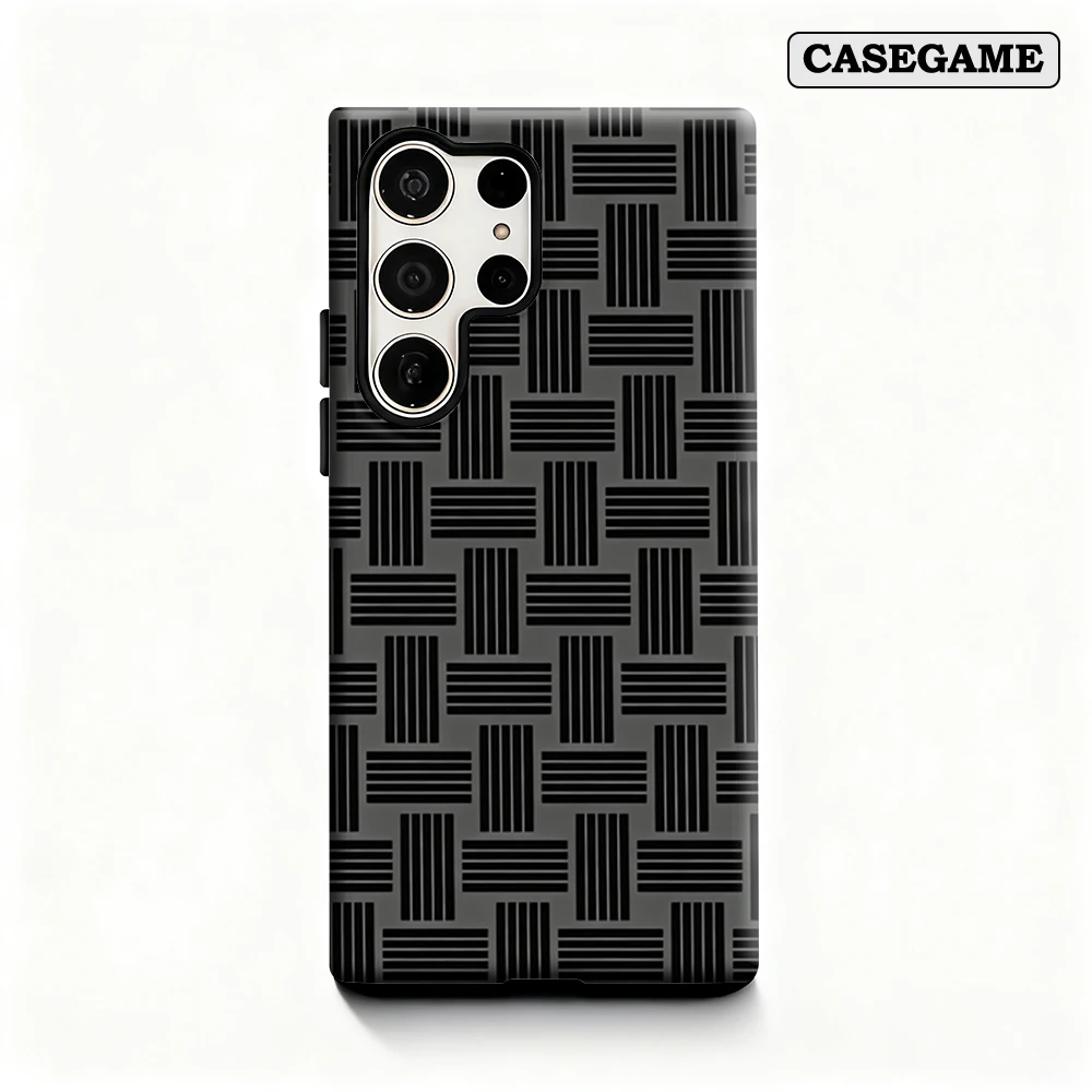 Casegame Phone Case for Samsung Galaxy S25 S26 Ultra S24 S23 Ultra Plus Shockproof Double Layer Black Gray Weave Cover