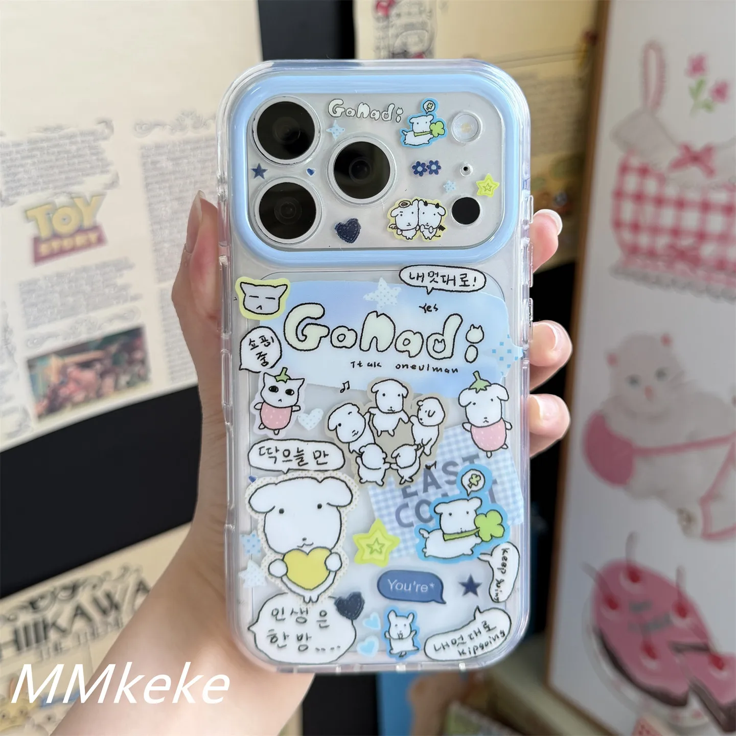 Korea ins Big Head Puppy Line Dog Y2K Girl Phone Case For iPhone 18 11 12 13 14 15 16 17 AIR Pro Max Plus Bumper Cover