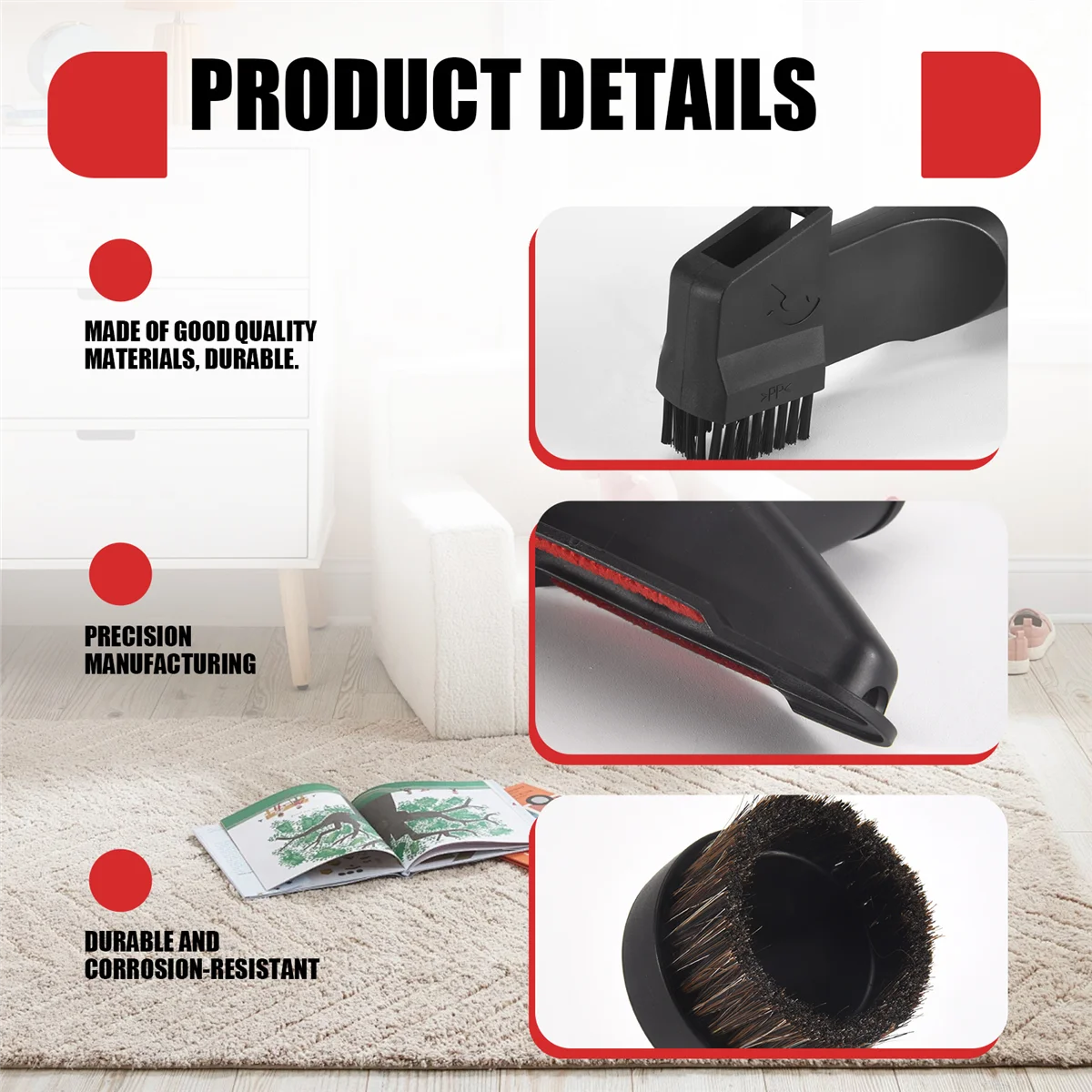 Zestaw nasadek do odkurzacza ABQR 32mm, dodatkowy zestaw dysz, szczotka czyszcząca, szczotki i dysze