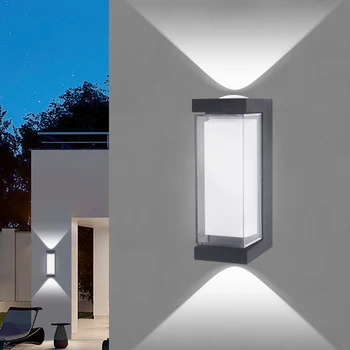 Moderno led à prova dwaterproof água para cima para baixo lâmpada de parede ao ar livre e interior luz pátio varanda corredor quarto arandela AC85-265