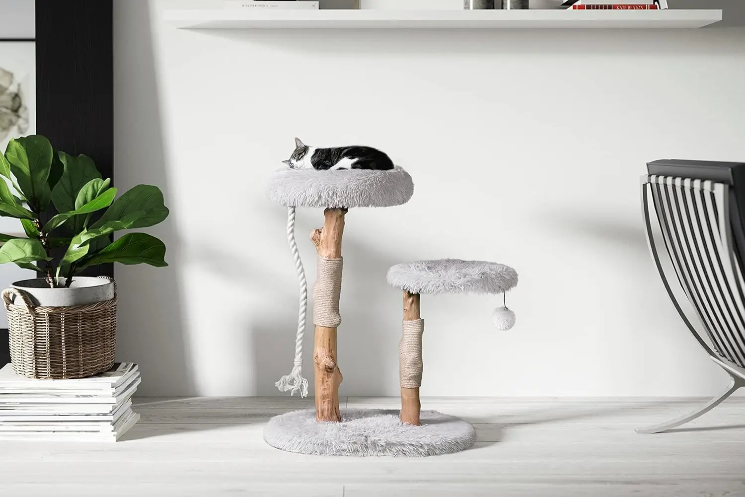 MAU Modern Cat Tree Tower, Natural Branch Condo, Luxury Wood Tower, Scratching Tree, Condo, Lover Gift.