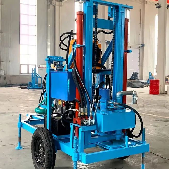 

Customized Hydraulic Water Well Drilling Rig Wheeled Crawler Portable Diesel 22HP 100m High Efficiency Accurate Positioning
