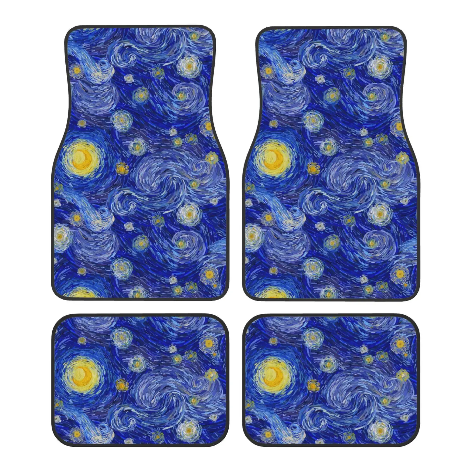 Scottish Terrier Van Gogh Starry Night Car Floor Mats Durable Car Carpet Mat 4pcs with Anti-Slip Backing Fit for SUV Trucks