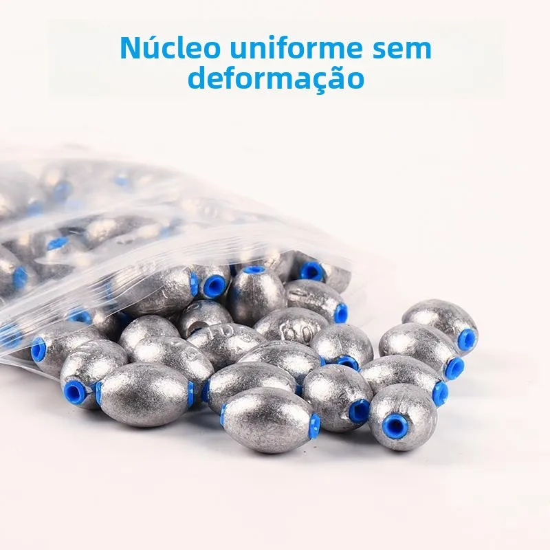 100 Peças Chumbadas de Pesca Ocas com Núcleo de Chumbo, Formato Oliva, para Baitcasting, Revestidas em Plástico, Preço de Loja