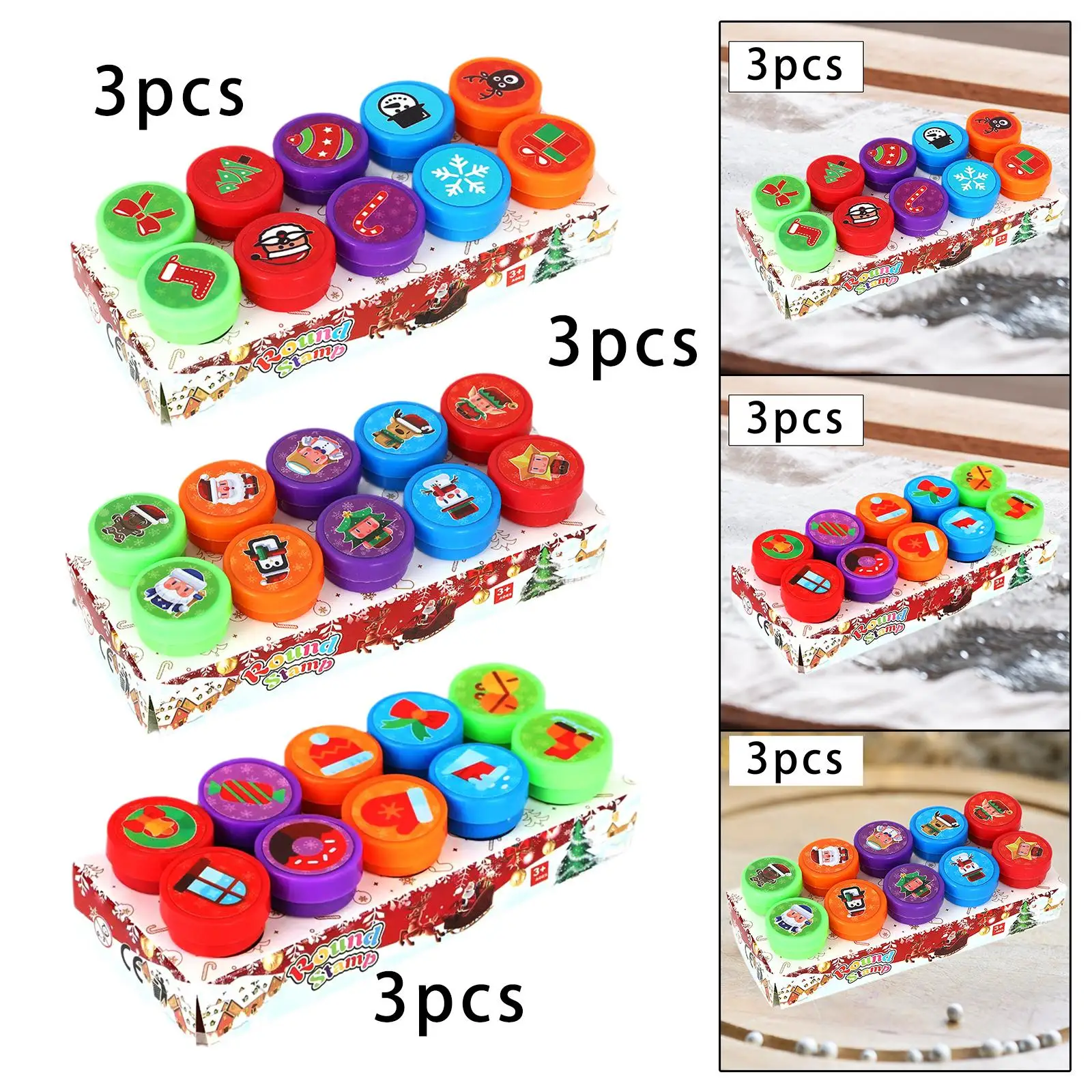 30Pcs Christmas Stamps Accessories Funny Cartoon Xmas Stamps for Carnival Prizes Happy Planner Party Favors Kids Journaling