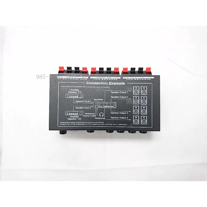 Metal Audio Amplifier Speaker Selector 2 In 4 Out Audio Distribution Switcher