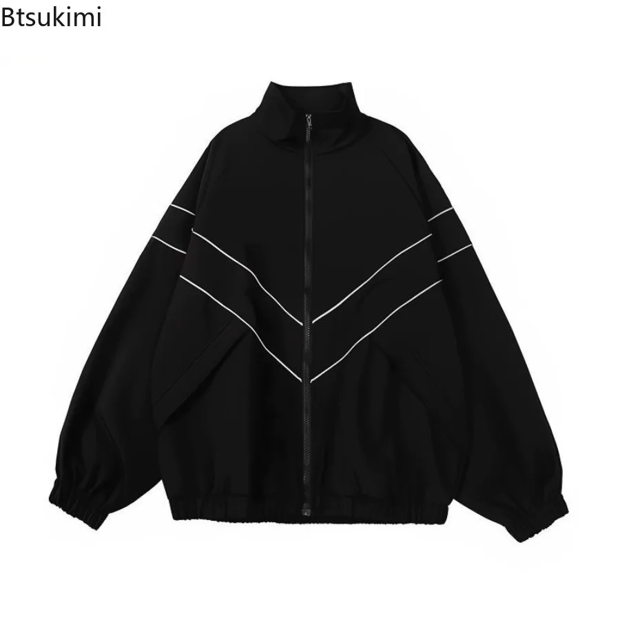 2025 New Spring Autumn Reflective Jackets Men Loose Casual Windproof Zipper Coats Couple Fashion Outdoors Interchange Jackecoat