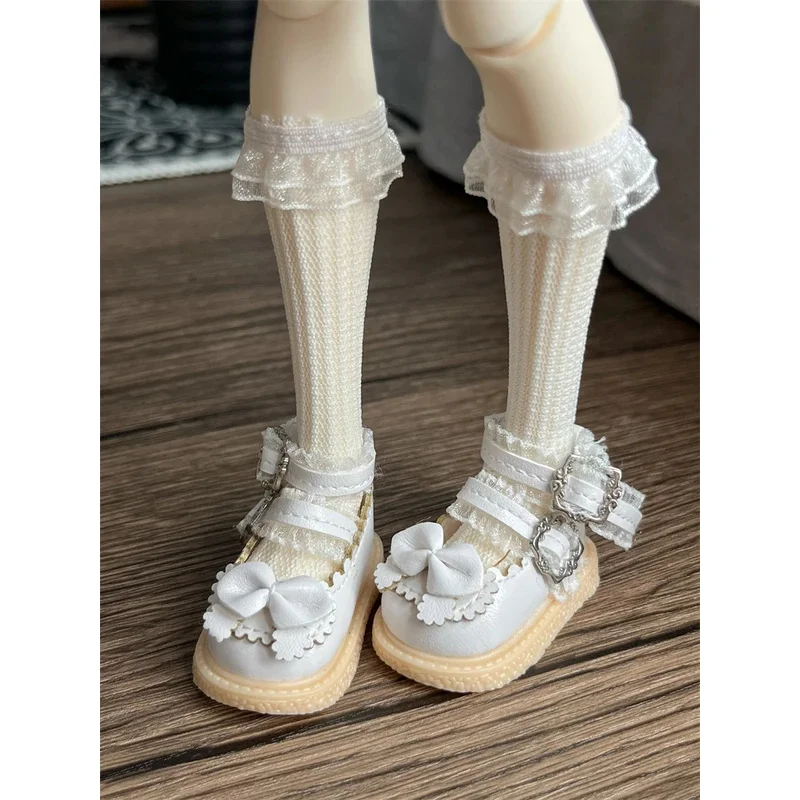 Sapatos de boneca bjd adequados para boneca fofa de tamanho 1/6, couro de corte de renda versátil = sapatos 1/6, acessórios de boneca