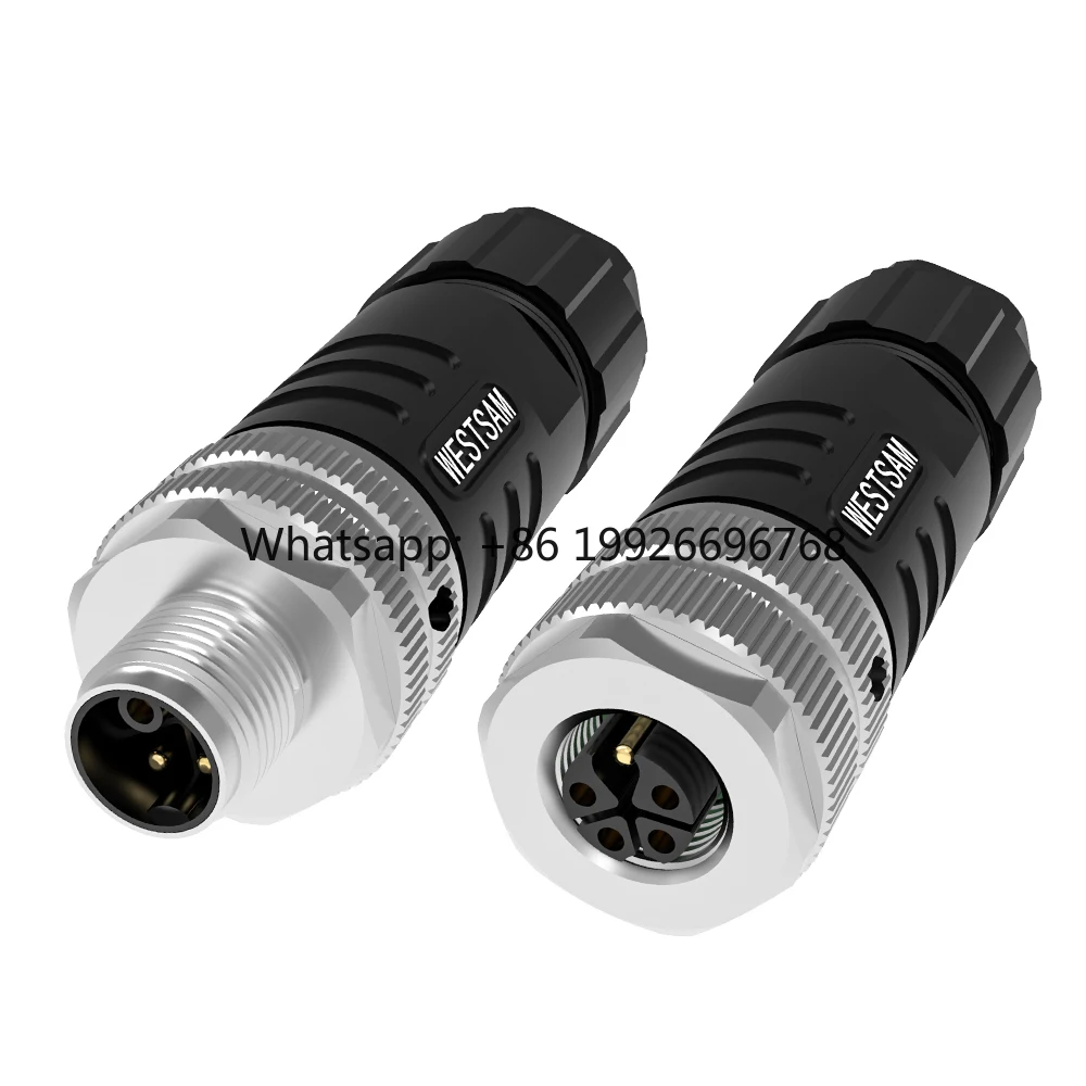 

M12 Plug Ip67 Waterproof K Code 4+PE 5Pin Screw Crimping Semi-plastic Shielded Male Female Field Assembly Connector