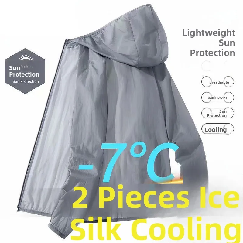 

Ультратонкий мужской джет из ледяного шелка Fiing Jaet, уличный, тихосохнущий, водонепроницаемый, защищенный от комаров, весенне-осенний сезон, дышащий капюшон...