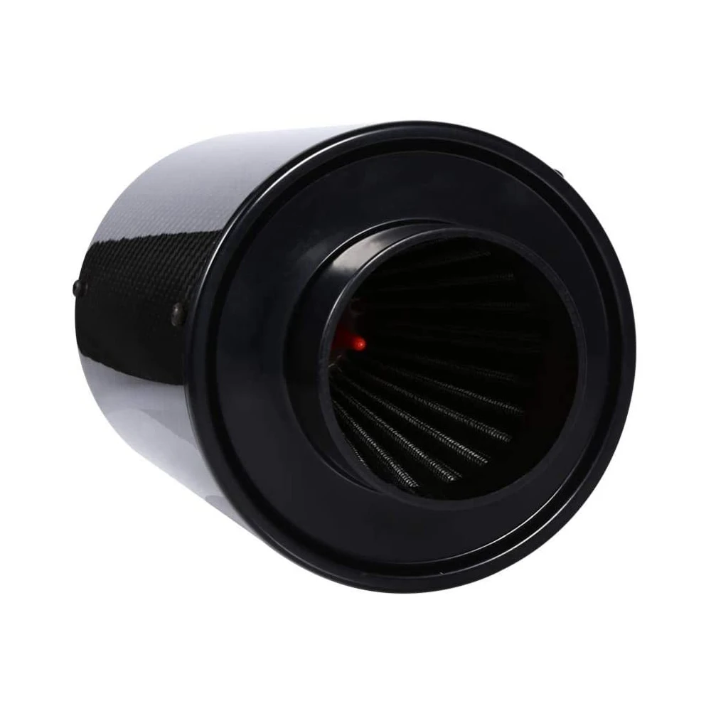 1 Set Universal Car 3 inch Carbon Fibre Cold Air Filter Feed Enclosed Intake Induction Pipe Hose Kit Universal