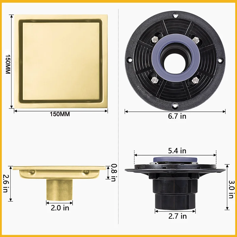 Imagem -03 - Dreno de Piso de Invisível Desodorante Quadrado Filtro de Lixo Dreno de Chão de Chuveiro Filtro de Água Acessórios do Banheiro Aço Inoxidável