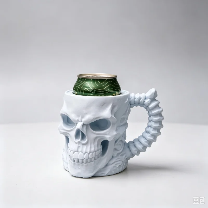 3D Printed Skull Can Holder Cup Plastic Gothic Beverage Can Sleeve Desktop Home Party Decor Ornament Gift