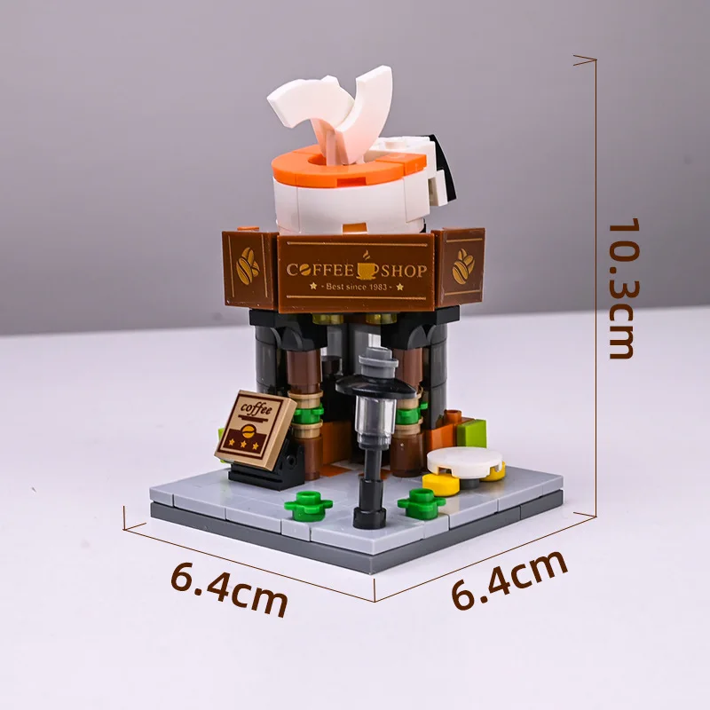 Diy Architectuur Koffie Melk Thee Winkel Street View Food House Model Bouwstenen Kit Meisjes Bakstenen Film Model Kids Speelgoed Childr