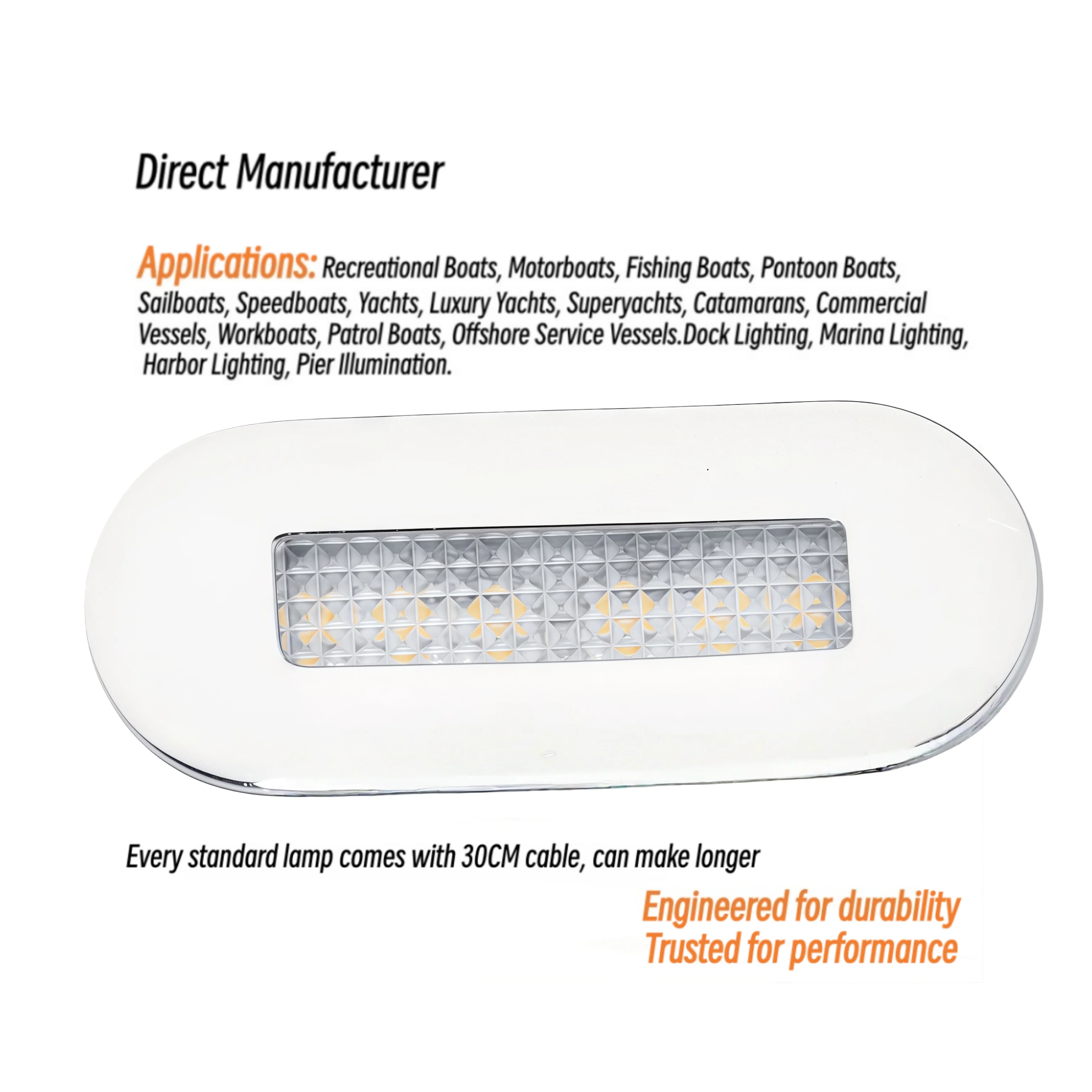 3W Recessed LED Courtesy Light Boat 12V Marine 316 Stainless Steel Waterproof Deck Step Light for Yacht Cockpit Cabin Walkway