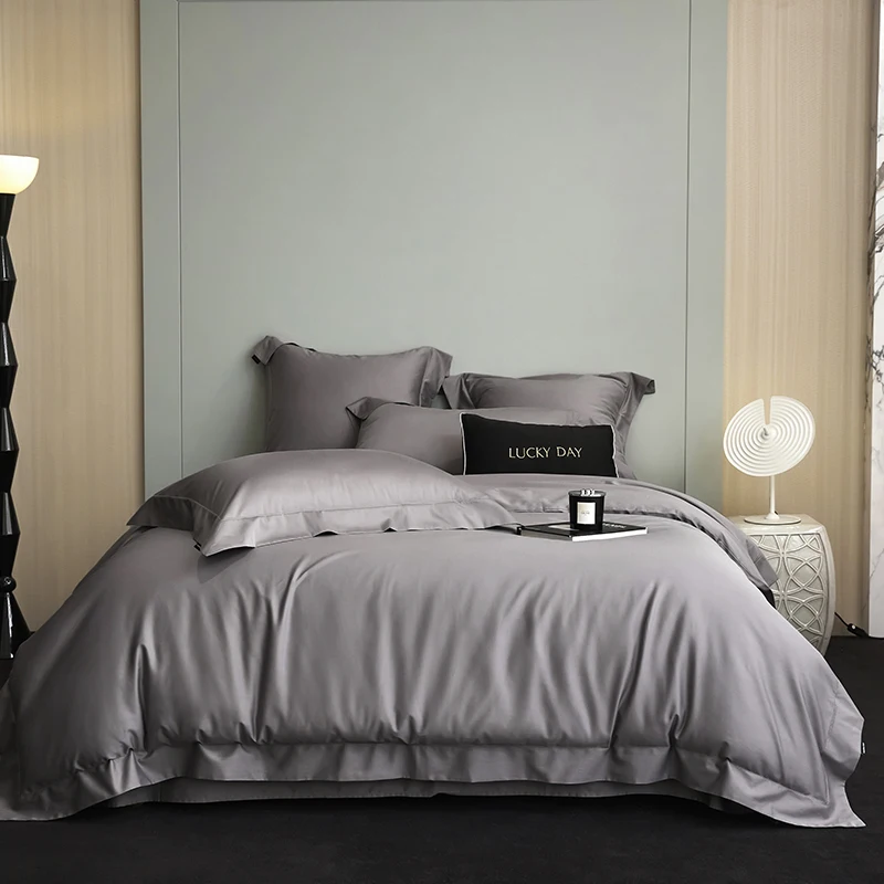 

600TC египетский хлопок, мягкий комплект постельного белья в отеле, двойной королевский размер, пододеяльник, простыня/простыня, наволочки, 4 шт.