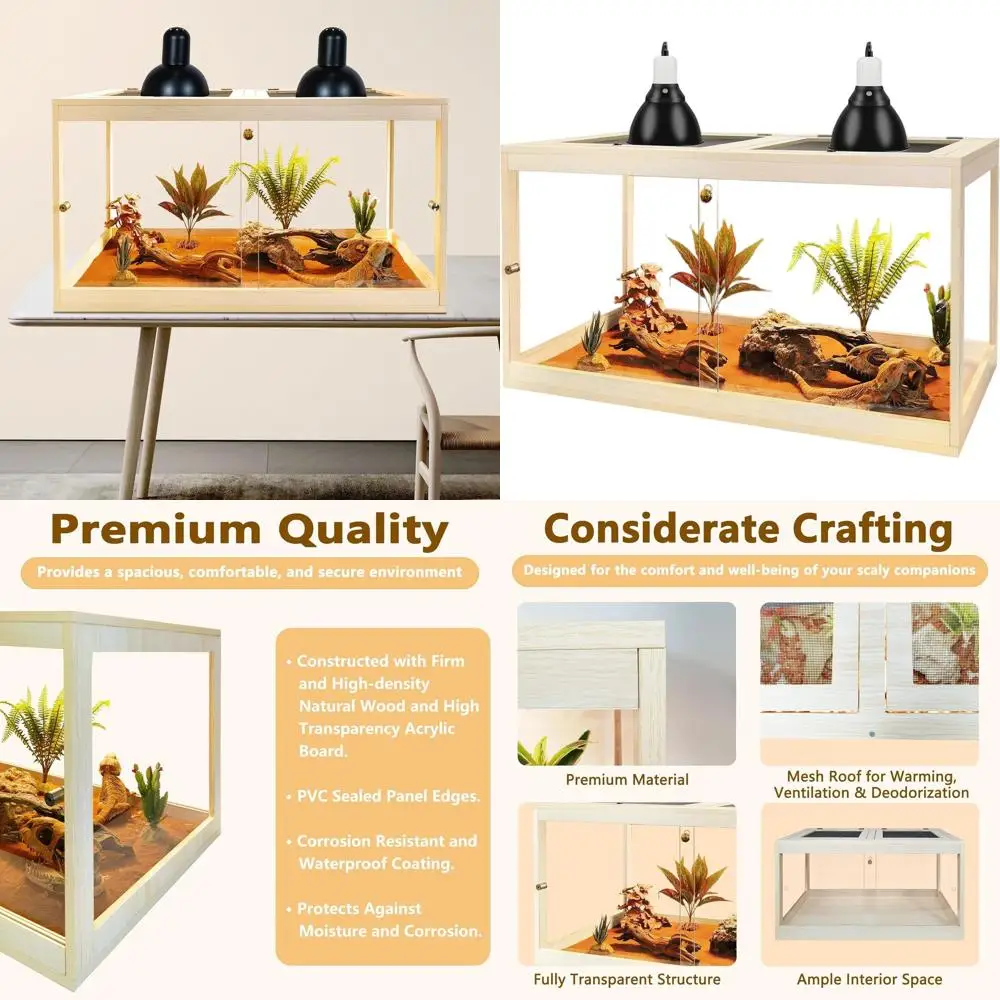 

Oak 27 Gallon Reptile Enclosure with Mesh Roof & Sliding Door for Bearded Dragons, Lizards, and Chameleons