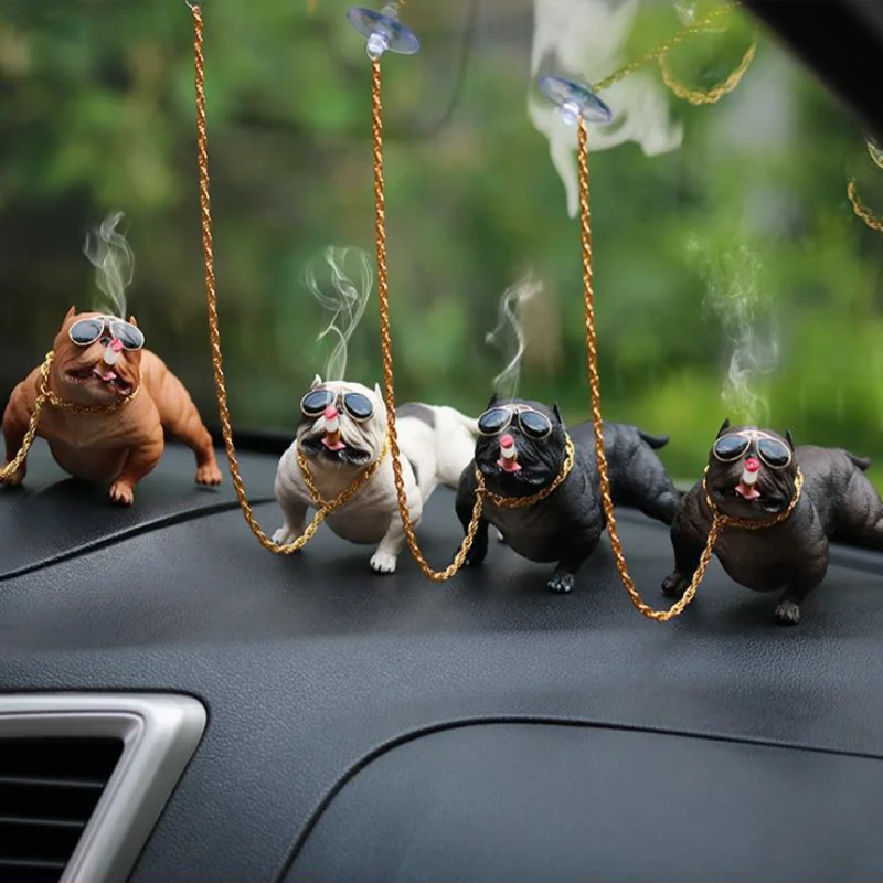 14CM HOT Resin Bully Pitbull Dog Car Interior Decoration Dashboard Ornament Fashion Funny Cute Home Decoration Auto Accessories