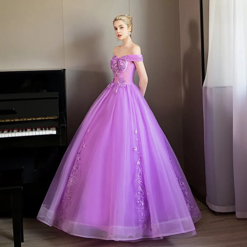 Vestidos de quinceañera con apliques de hombros descubiertos, vestido de baile de Color caramelo, vestidos de graduación de talla grande, moda dulce