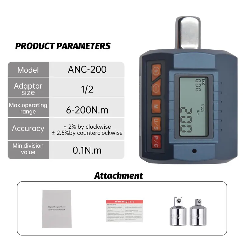 ANC N.M Industriële digitale koppelmeter met groot scherm Speciaal koppelmeter Onderhoudsinstrument voor nauwkeurige detectie