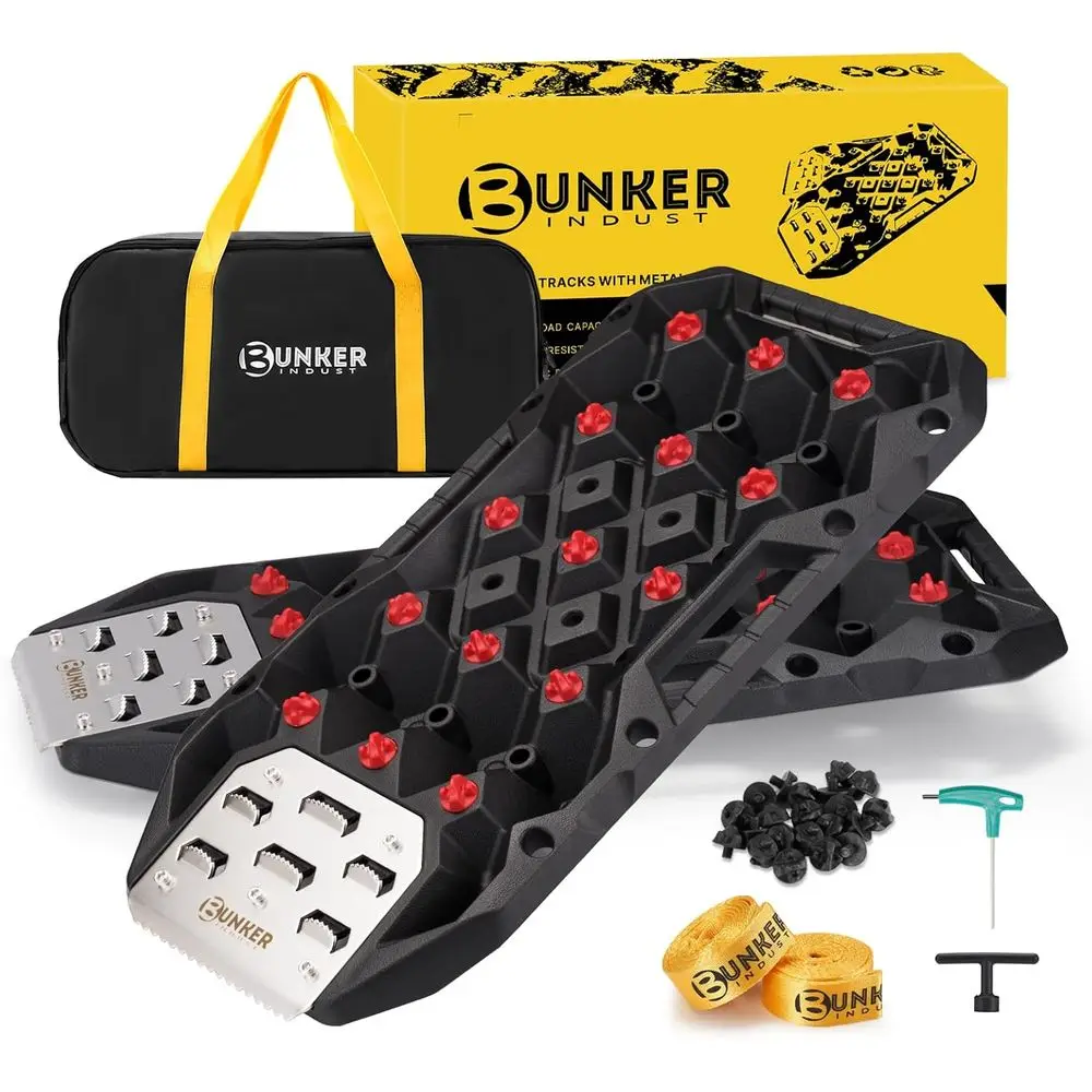 

Offroad Traction Boards with Jack Base, Pair Portable Recovery Track Tire Traction Mat - Black Sand,Mud,Snow Tracks(Replaceable