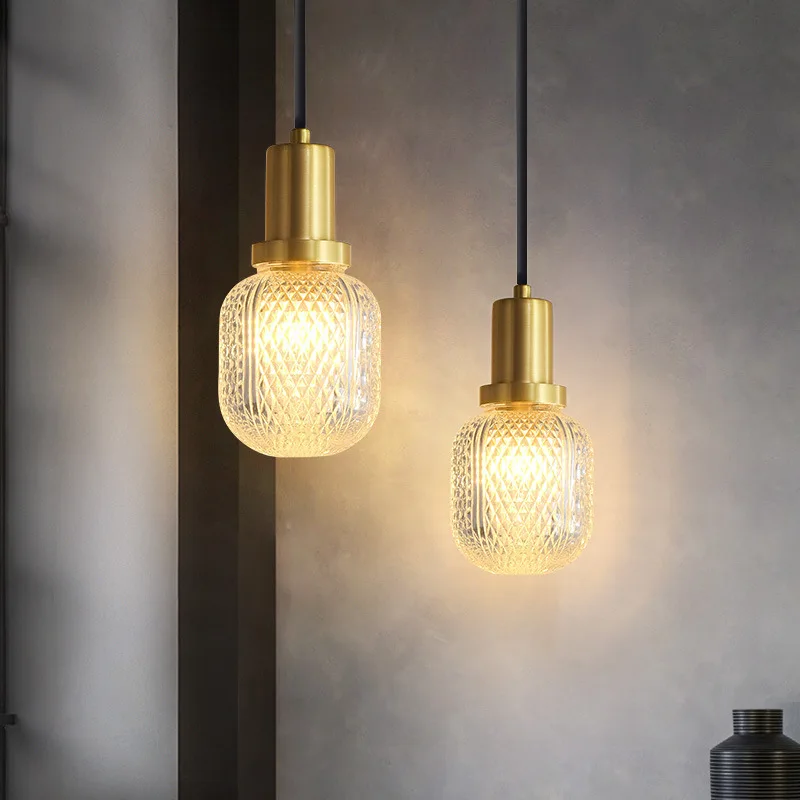 

Nordic glass dining chandelier,Amazon personalized bedroom bedside single-head small chandelier, bar aisle restaurant chandelier