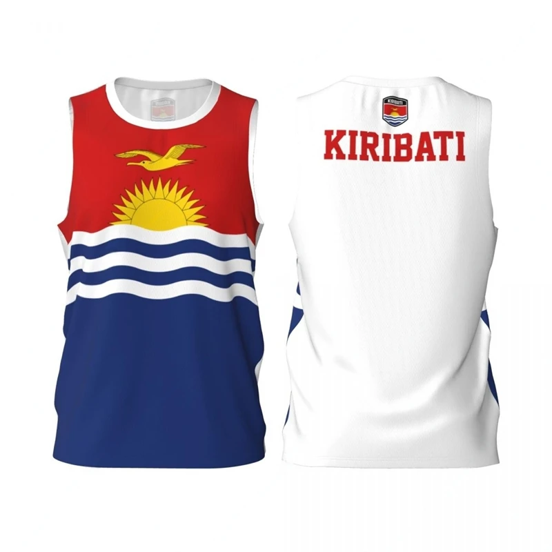 Kiribati Flag Basketball Tank Tops Summer Fashion National Emblem 3D Printed Sleeveless T Shirts Loose Quick Dry Sports Vest