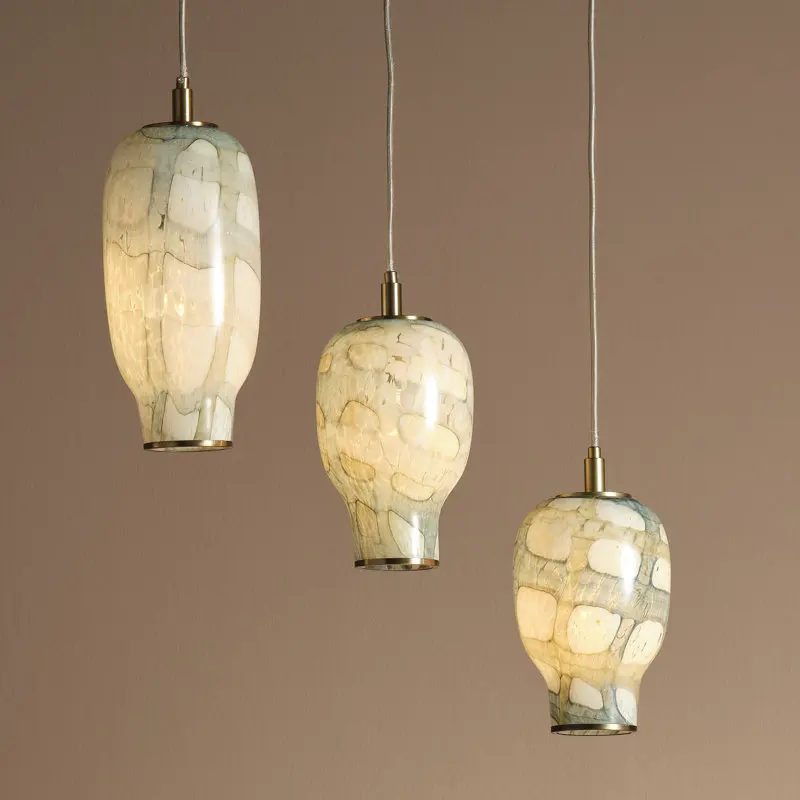 Italian Vintage 2026 Murano Art Glass Pendant Light Hand Blown Marbled Shade Brass Hanging Lamp for Bedside Kitchen Island