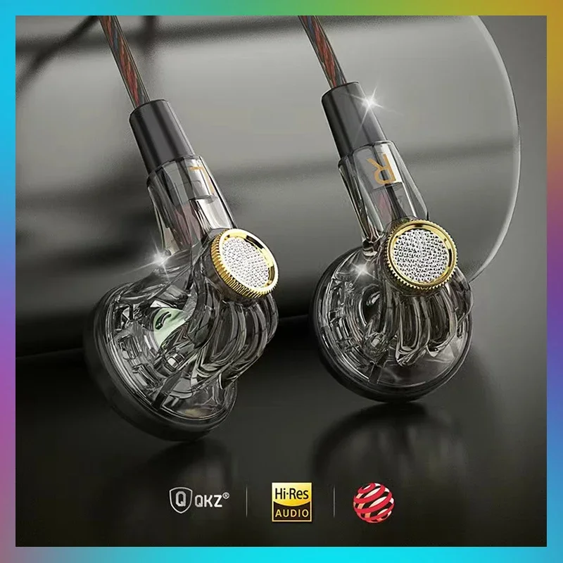 Cuffie AUX da 3.5MM nell'orecchio con microfono QKZ MDR cuffie a testa piatta 16MM auricolari sportivi HIFI Bass dinamici di grandi dimensioni auricolari cablati musicali