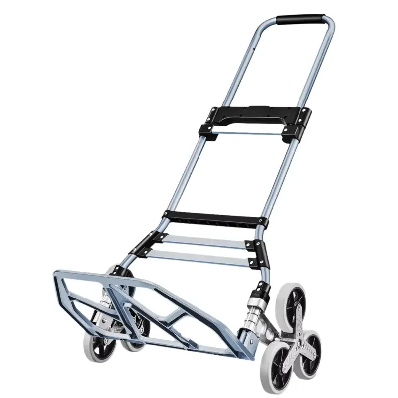 Stair Climbing Cart Portable Folding Hand Truck 160KG Capacity Aluminum Trolley Telescoping Handle Six-Wheeled Shopping Tools