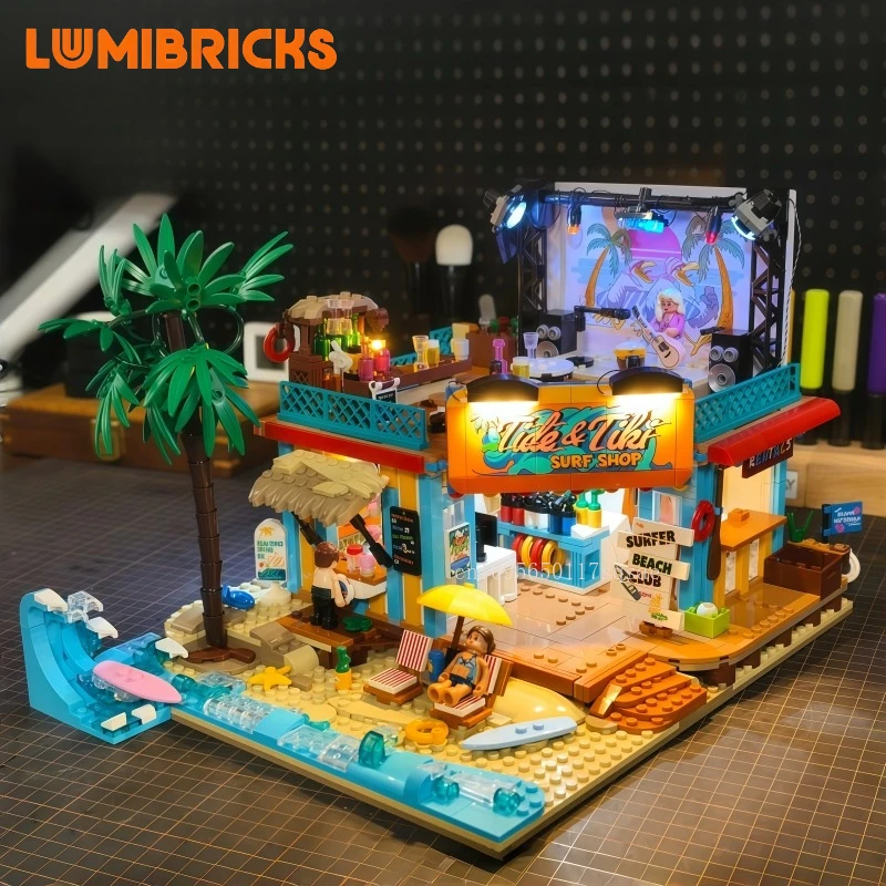 

LumibricksX Series Surfing Shop Street View Lighting Building Blocks Puzzle Assembly Ornaments Architecture Villa Toy Models