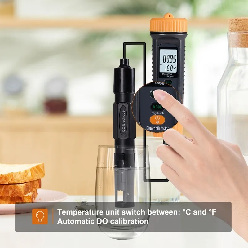 AT21-Oxygen Content Detector 0-20Mg/L Bluetooth Tuya Dissolved Oxygen Meter Digital Water Quality Analyzer For Pool Aquarium