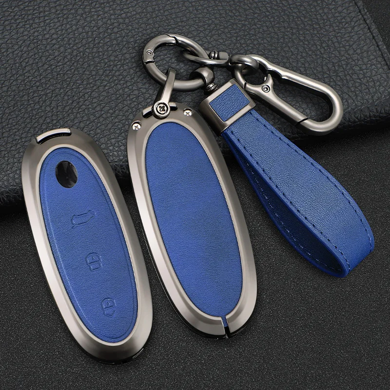 Zinc Alloy+Leather Car Key Case Cover Shell For Dongfeng NAMMI 01New Engery High Level Car Keychain Protective Accessories