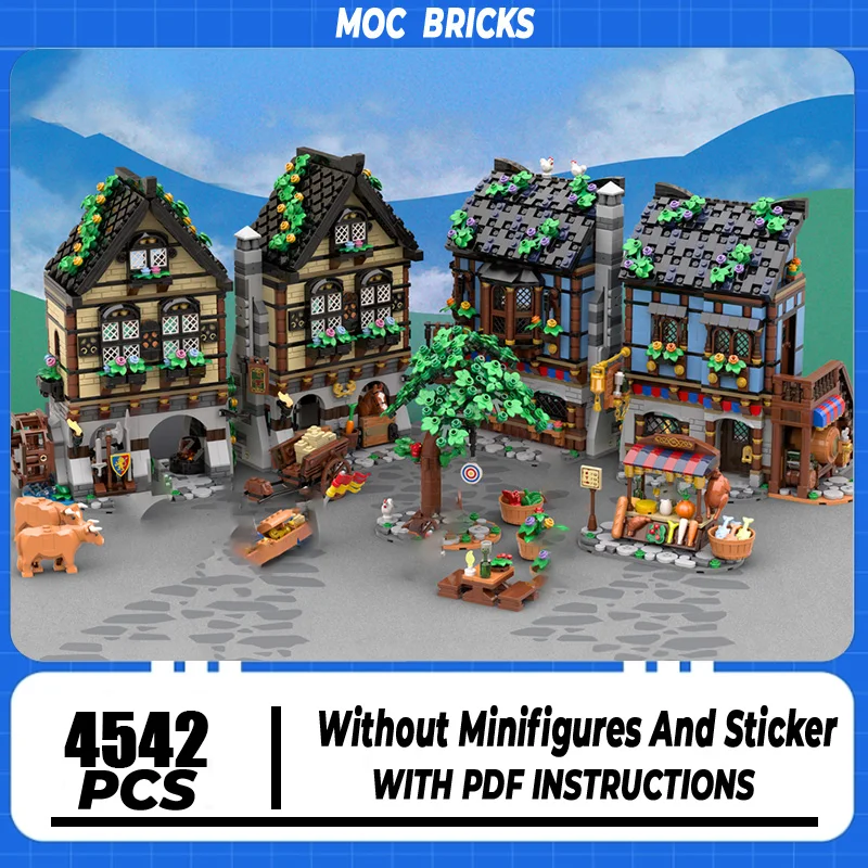 

Medieval Castle Moc Building Bricks Medieval Market Village Remake Model Technology Blocks Gifts Christmas Toys DIY Set Assembly