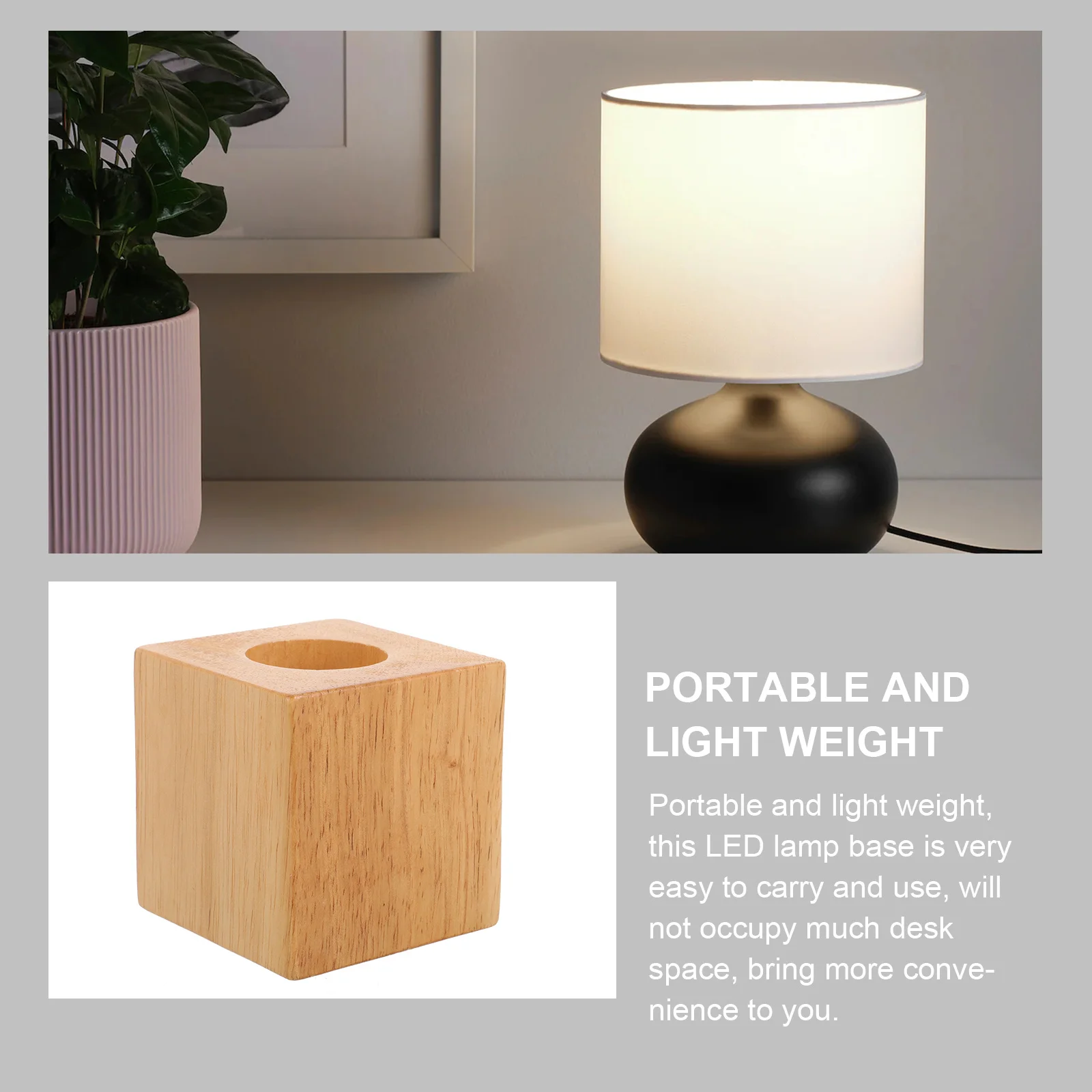 Wooden Table Lamp Base Rubber Wood Small Minimalist DIY Desk Lamp Mounting Base E27 Holder for Home Decoration